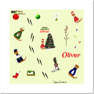 Oliver The Otter Christmas (Random Pattern) Posters and Art